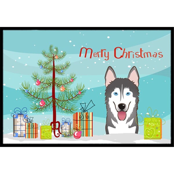 Carolines Treasures Christmas Tree and Alaskan Malamute Indoor or Outdoor Mat- 18 x 27 BB1590MAT - main